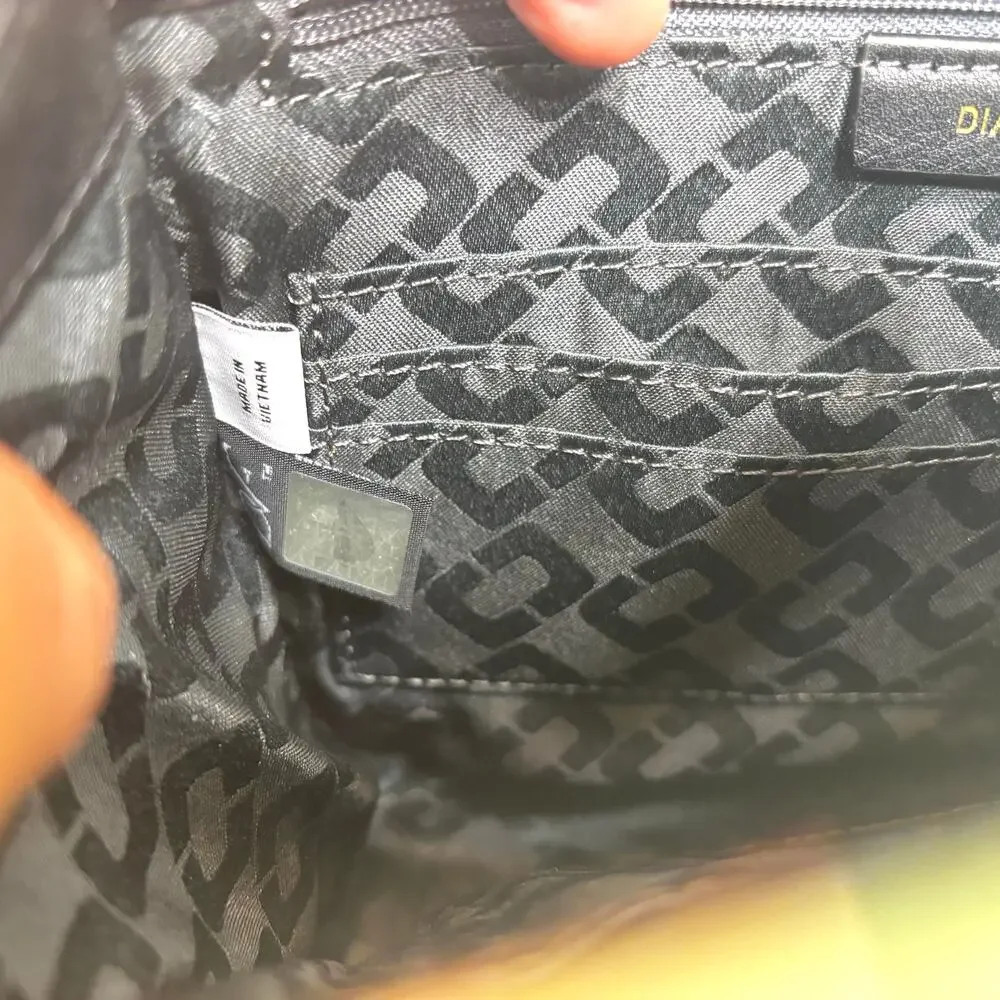 DVF Soirée Tuxedo Bag Black Leather, Suede Gold Chain